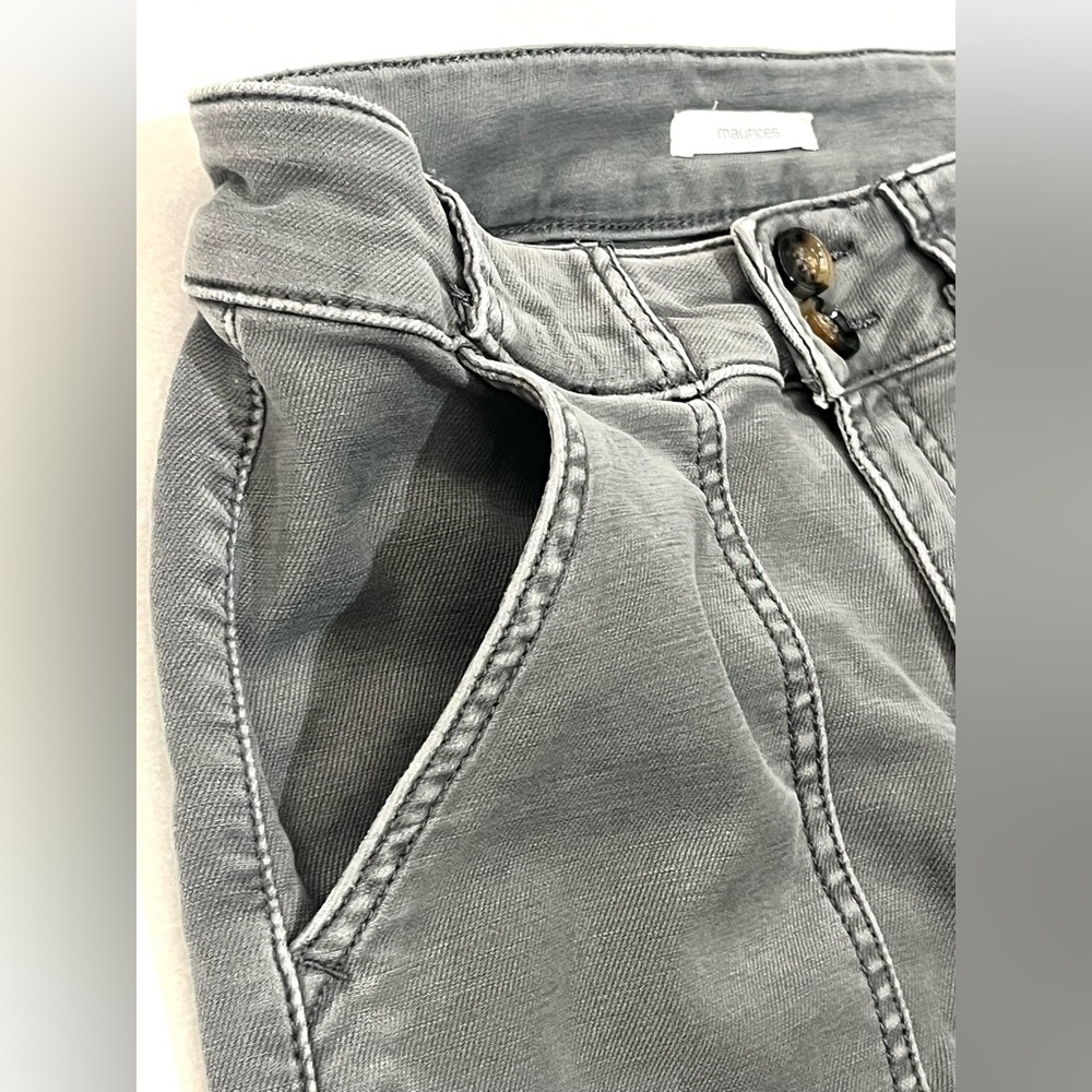 Maurices Women’s Gray Wide Leg Cotton Blend Bottoms with Pockets Casual Pants - Picture 14 of 16